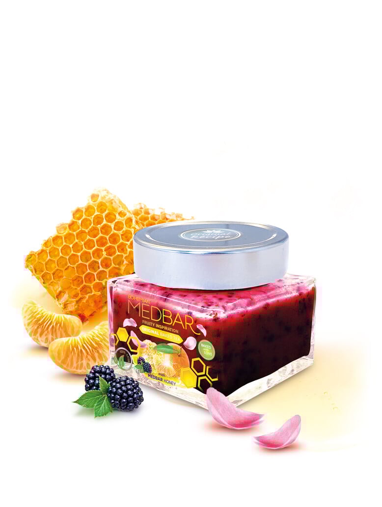 MEDBAR Fruity Inspiration – Pečený čaj s černicami, mandarínkami, kvetmi růže a medom MEDBAR